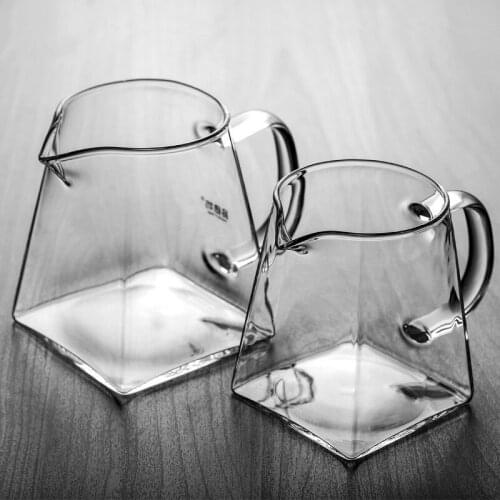 Heat-Resisting Clear Glass Tea Pitcher Square Creative Chinese Tea Set Accessory Chahai Milk Glass Pitcher Coffee Pot Water Jug