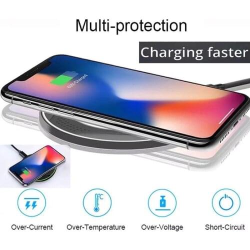 Thin round metal mobile phone wireless ultra-thin 7.5W aluminum alloy desktop wireless charger for iPhone Android Xiaomi Android