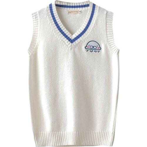 Japanese Campus Students Uniform Lovely Uniform Knitted Vest White Women Sweater Waistcoat Jk Daily School Clothes Cotton Xxl