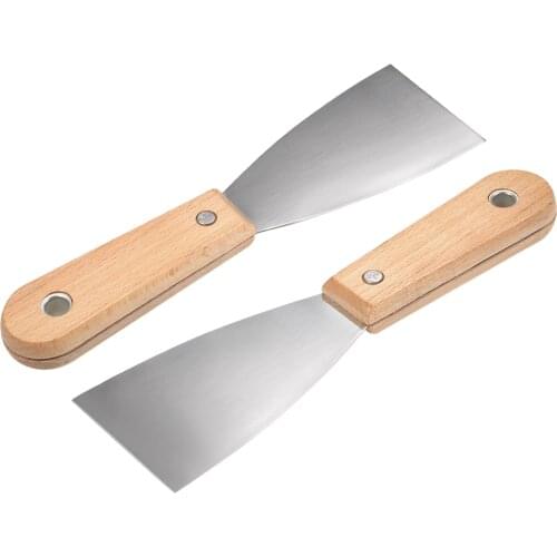 Uxcell Putty Taping Paint Scraper 2.5" Cr-V Steel Stiff Broad Blade with Wooden Handle for Wall Floor Tile 2pcs