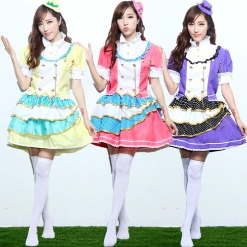Japanese Animaton Love Live Cosplay Costume School Idol Project Cheerlead Uniform Girls Cute Lolita Maid Dress