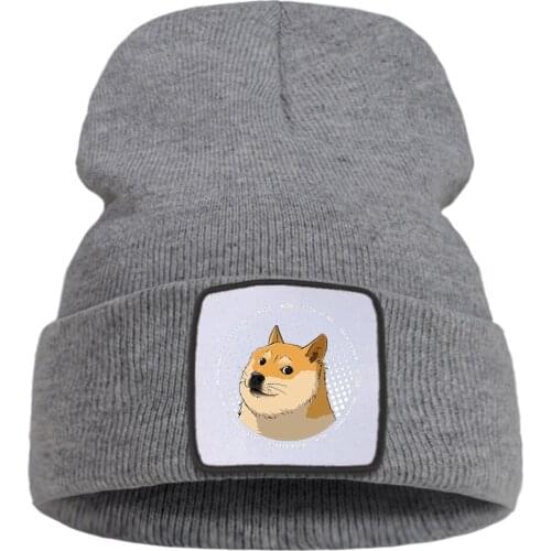 Dog Funny Cute Printed Solid Color Unisex Cap Cartoon Warm Winter Caps Solid Color Simple Knitted Caps Creative Quality Cap