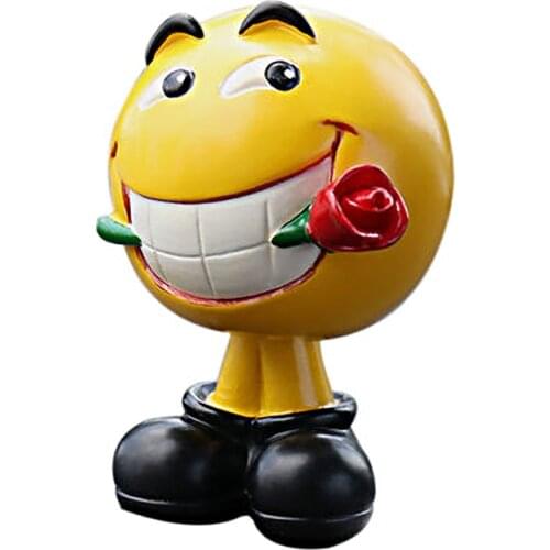 Funny Resin Shaking Head Toys Doll Car Ornament Dashboard Decorations Lucky Yellow Car Interior Accessories for Girls Gift