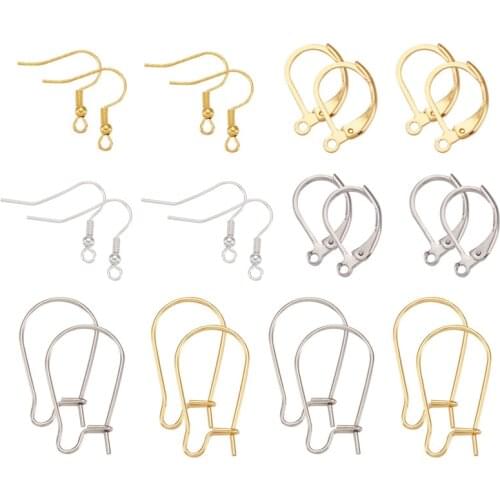 60pcs/box 304 Stainless Steel Earrings Findings Earring Hooks Clasp for Jewelry Making DIY Earring Accessories Findings