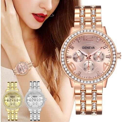 2021 Ladies Wrist Watches Dress Gold Watch Women Crystal Diamond Watches Stainless Steel Silver Clock Women Montre Femme