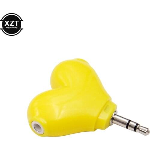 1pc Cute 3.5mm Stereo Audio Headset 1 points 2 Heart Shape Headphone Splitter Connector Adapter