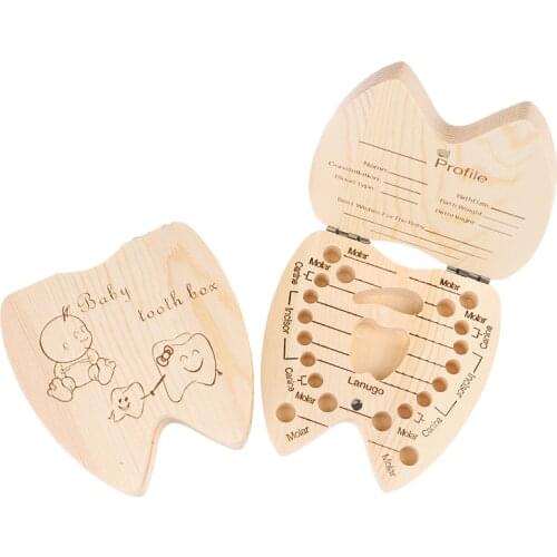 1pc Deciduous Teeth Storage Keepsakes Collecting Baby Gift Wood Baby Girl Boy Tooth Organizer Boxes Save