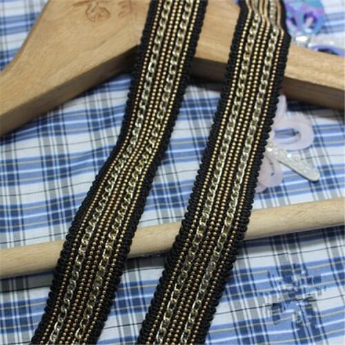 5yard/lot Black Lace with Golden Chains Lace Sewing Lace Trim,Free Shipping