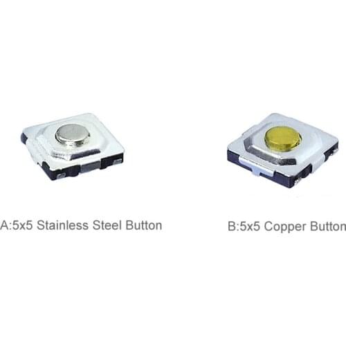 100pcs/lot5*5*1.5 mm SMD Stainless Steel/ Tactile Button Water-proof Tact Switches 5x5mm