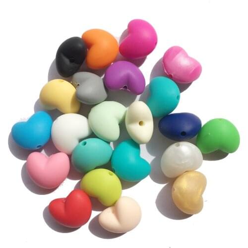 20 colors Silicone Beads (20mm Heart) Loose Teething Baby Chew Jewelry Teething Necklace Teether Toy New Food Grade beads