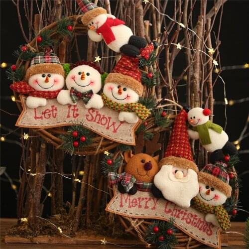 2020 new sale Merry Christmas Garland Wreath Decor Wall Door Hanging Santa Claus Elk Snowman Ornaments Xmas Pendant
