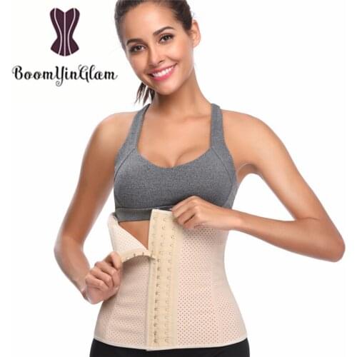 3 hook 9 steel boned breathable waist cincher shaper waist trimmer belt girdle corset workout latex waist trainer 947