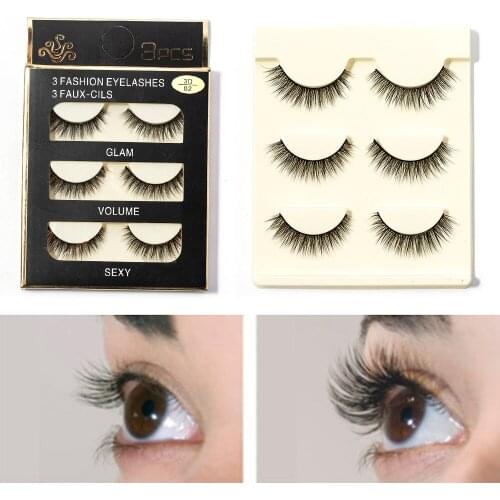 3 Pairs 3D Natural Eyelashes Wispy Makeup Beauty Extension Tools Natural False Eyelashes Fake Lashes Makeup Faux Mink Extension