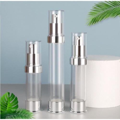 15ml transparent aluminum airless bottle with silver cap
