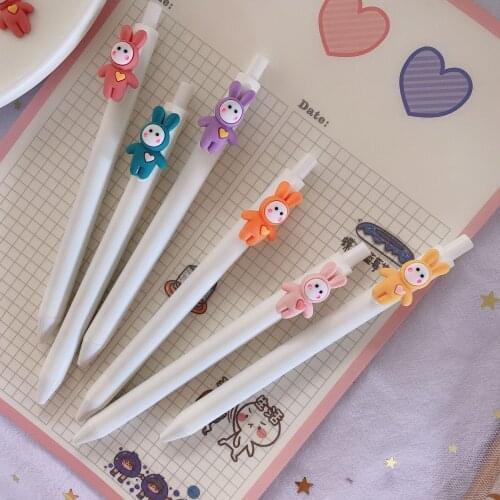 36PCS Oil Painting Rabbit 0.5mm Press Gel Pens Black Writing Pen Student Stationery Personality Water Pen Office Accessories