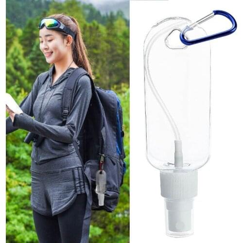 5Pcs 60ml Reusable Portable Mini Size Alcohol Spray Bottle Hand Sanitizer Travel Small Size Holder Hook Keychain Carrier
