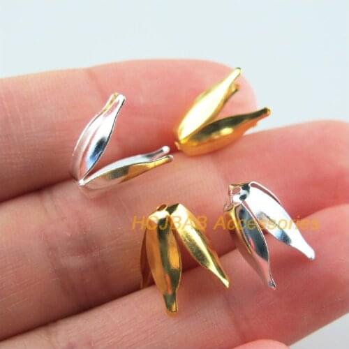 90Pcs Gold Silver Plated Smooth Flower Beads End Caps Connectors 7x14mm