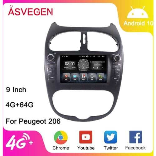 Android 9.0 Car Multimedia Player For Peugeot 206 Ram 4+32G GPS Navigation Head Unit BT With Touch Screen Car Stereo Player