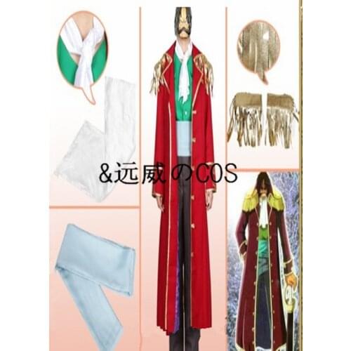Free shipping One Piece Gol D. Roger Cosplay black Costume coat+top+pant