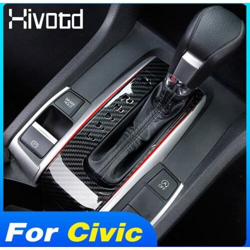 Hivotd Central Control Gear Shift Panel Trim Cover Styling Interior Protection Car Accessories For Honda Civic 10th 2016-2021
