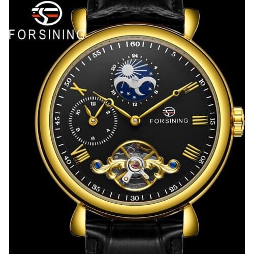 FORSINING New Tourbillon Automatic Mechanical Men Wristwatch Military Genuine Leather Male Clock Top Brand Luxury Man Watch 8212