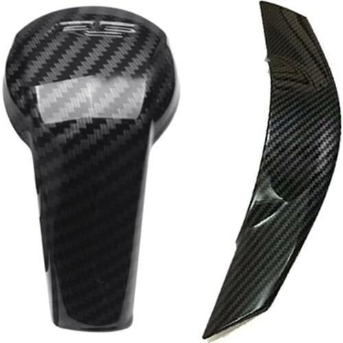 Gear Shift Knob Cover Trim With Carbon Fiber Steering Wheel Patch Steering Wheel Panel Trim Cover Frame Car Accessories