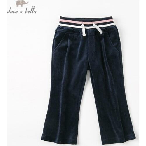 DBK11197 dave bella winter kids girls fashion pants children solid pockets boutique casual ankle-length pants