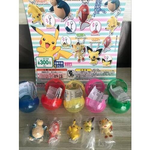 TAKARA TOMY Pokemon Action Figure Gacha Pikachu Meowth Snorlax Key Chain Mobile Phone Pendant Model Toy