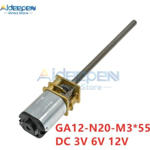 GA12-N20-M3*55 DC Geared Motor 3V 6V 12V 15/30/60/100/150/200/300/500/600/1000RPM M3 Long Screw Low Speed High Torque For Toy