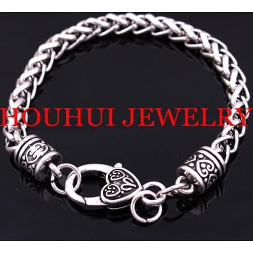 Hot sales wholesale antique sliver plated Wheat Link Bracelet Chain with Large Clasp