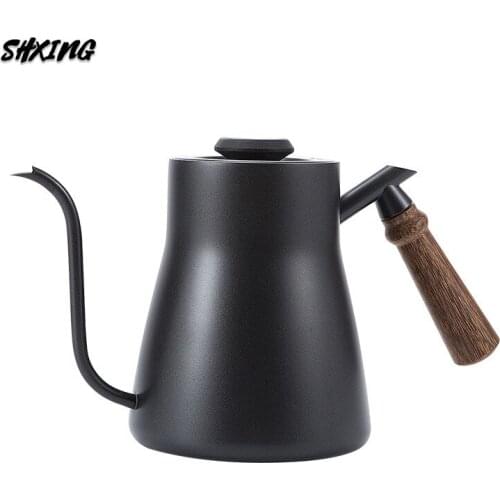 Black 304 Stainless Steel Long Narrow Spout Coffee Pot Gooseneck Kettle Hand Drip Kettle Pour Over Coffee with Lid Thermomete
