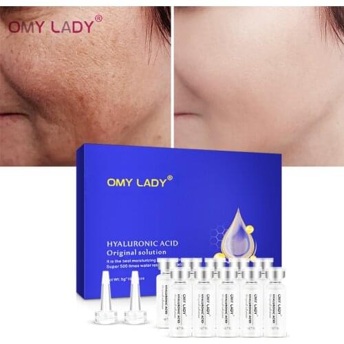 OMYLADY 10pcs Serum Moisturizing Hyaluronic Acid Vitamins Facial moisturizing Anti Wrinkle Aging Collagen Skin Care Essence