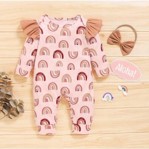 Baby boy girl rompers Rainbow Romper Jumpsuit Headband Outfits Set warm jumpsuit baby baby girl rompers Overalls for children