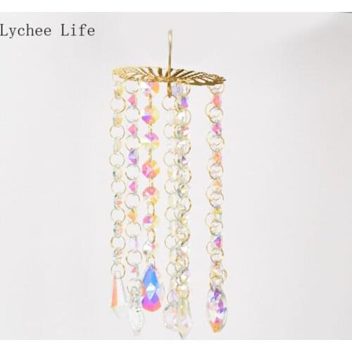 Lychee Life Colorful Crystal Wind Chimes Outdoor Garden Lawn Diy Home Decoration Bring Sparkling Rainbows