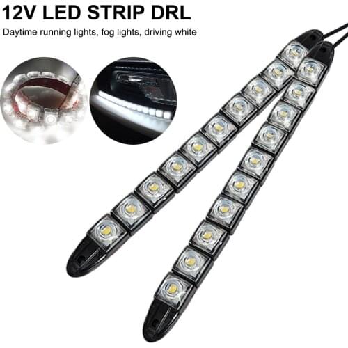 2PCS LED Strip Lights 10LED 12V DRL 6000K Bendable White Daytime Running Light Fog Brake Lights IP67 Waterproof with Adhesive