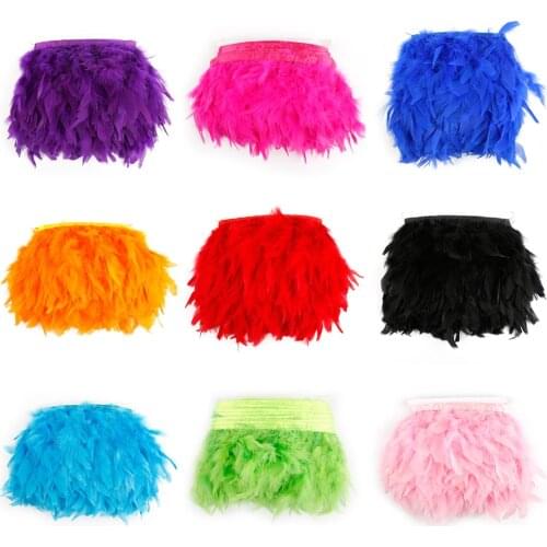 1Meter 10-15cm Natural Turkey Feather Ribbon Fringe Trim For Wedding Skirt Dress Decoration DIY Clothes Accessories