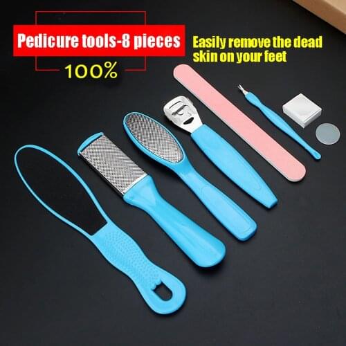 8Pcs/Set Manicure Foot Care File Set Dead Hard Skin Callus Remover Scraper Pedicure Rasp Tools Feet Care Tool Kit Stainless tool