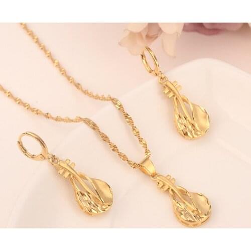 Gold Necklace Earring Set Women Party Gift pipa Jewelry Sets daily wear mother gift DIY charms women girls Fine Jewelry