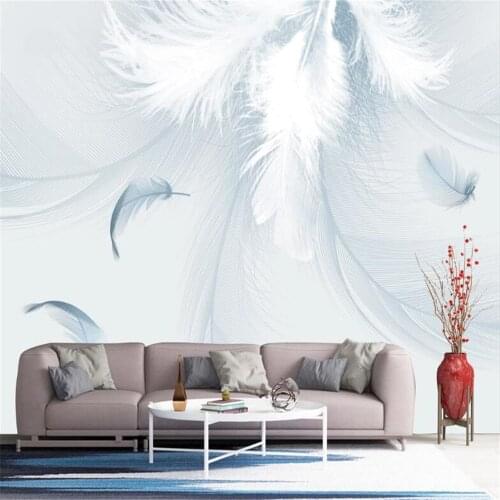 Milofi custom large non-woven mural wallpaper HD feather Nordic minimalist style background wall