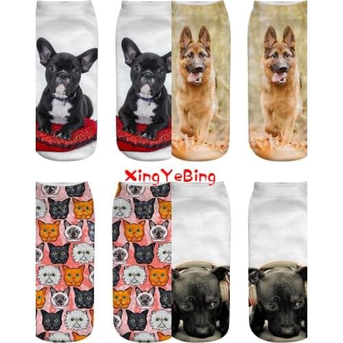 New dog 3D printed socks for men and women sock print dog pattern bare ankle socks pure cotton, high quality