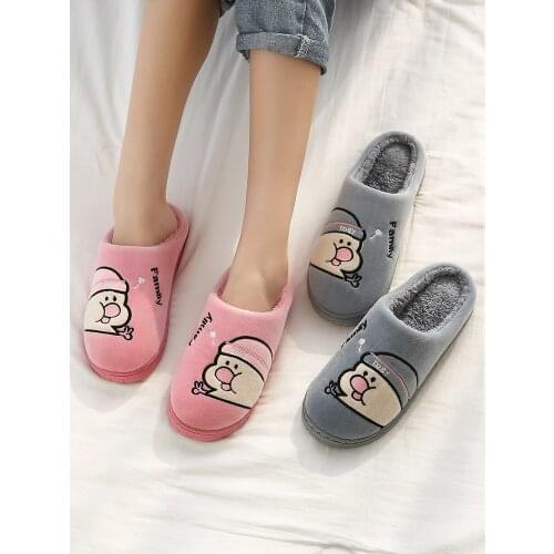 2019 new winter home 5CM high heel slippers fashion cute ugly duckling plus velvet warm cotton shoes womens slippers