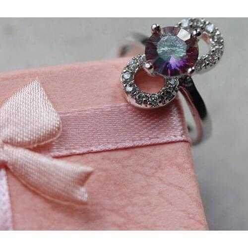 SHUNXUNZE engagement rings for Noble women career Rave reviews Rainbow and White Cubic Zirconia Rhodium Plated R773 size 6 7 8 9