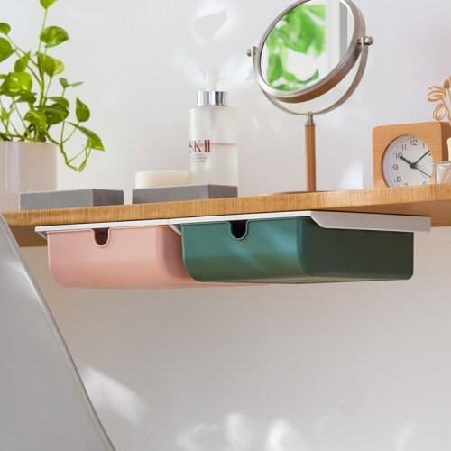 Under Desk Pencil Tray Hidden Drawer Organizer Pull-Out Self-Adhesive Office Stationery Storage Box