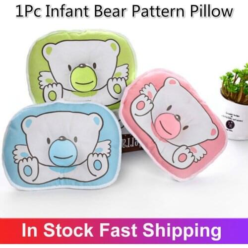 Newborn Infant Baby Bear Pattern Pillow Sleeping Support Prevent Flat Head Cushion Plush Animal Shape Cute Soft Pillow Cojines