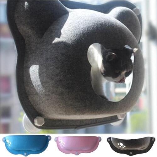 Pet Cat Bed Hammock Sucker Window Glass Hanging Nest Felt Mat Pet 15KG Accessories Crescent Shape Bear Shape