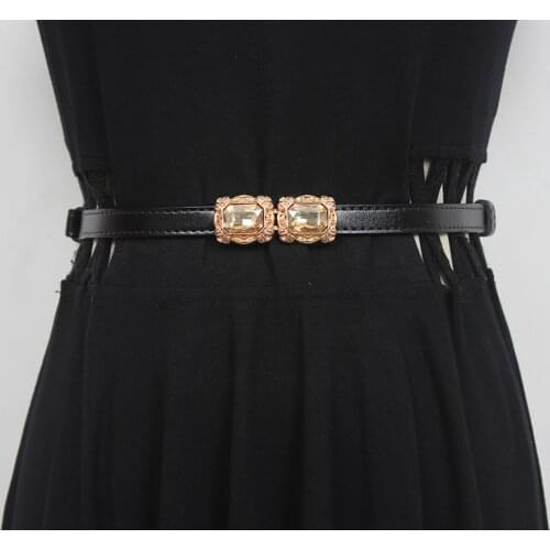 Cow Leather Slim Belt 2021 Designer Women Dress Belt Non-Pin Buckle Waist Strap Adjustable Waistband Women Genuine Leather Belts
