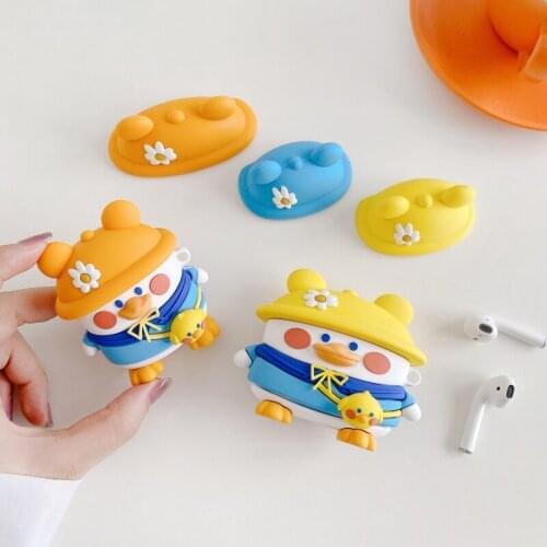 Flower Hats Backpack Duck Earpods Case for Airpods Pro 3D Kawaii Cartoon Bluetooth Wireless Earphone Cover for Airpods 1 2 3 Box