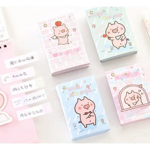 Cute Piggy Series 6-folding Memo Pad Stickers Kids Stationery Notepad Bookmark Sticky Notes Write Message Paper