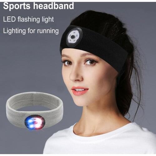 Sports LED Headband 9 lamp 3-level brightness USB Charging Light Up Sweatband for Cycling and Running at Night Camping