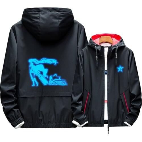 Three Dimensional BLACK ROCK SHOOTER Cosplay Role Yu Koutari Hoodie Printed Zipper Luminous New Popular Summer Thin Jacket